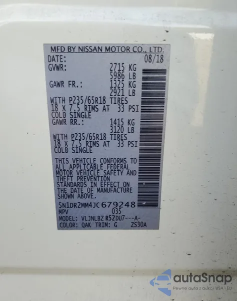 2018 Nissan Pathfinder S from USA, damaged, VIN 5N1DR2MM4JC679248